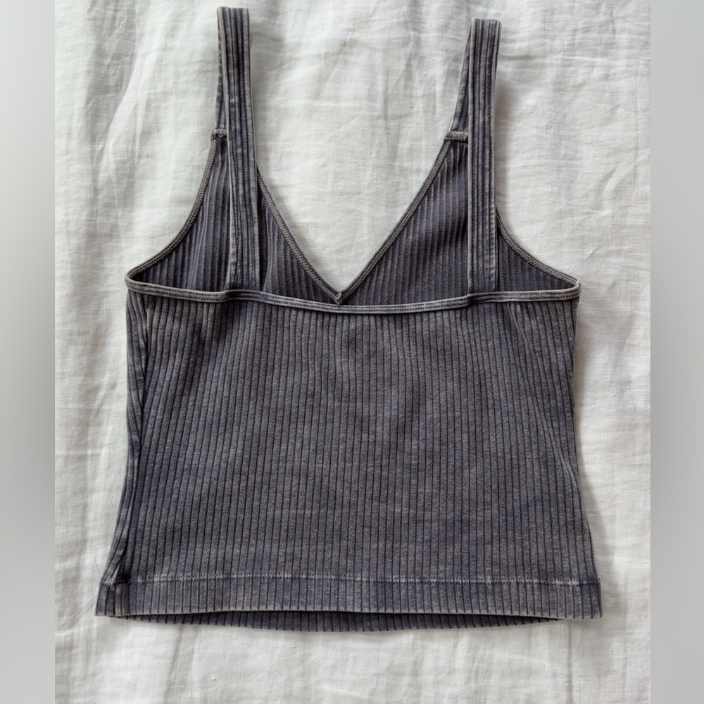 Love Tree Gray Ribbed Crop Tank Top - Picture 4 of 5